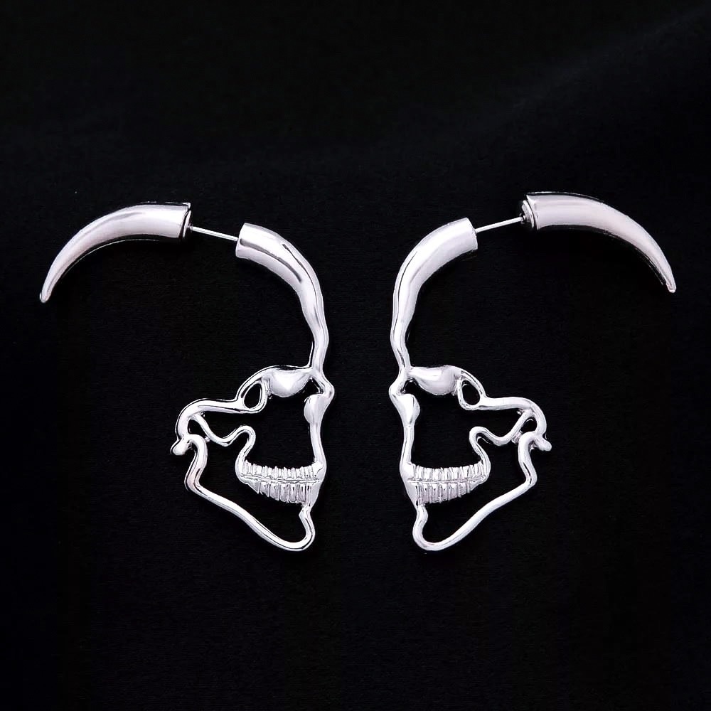 Any 3/$25! Silver Skull Earrings w/Jackets Earrings - Picture 5 of 8